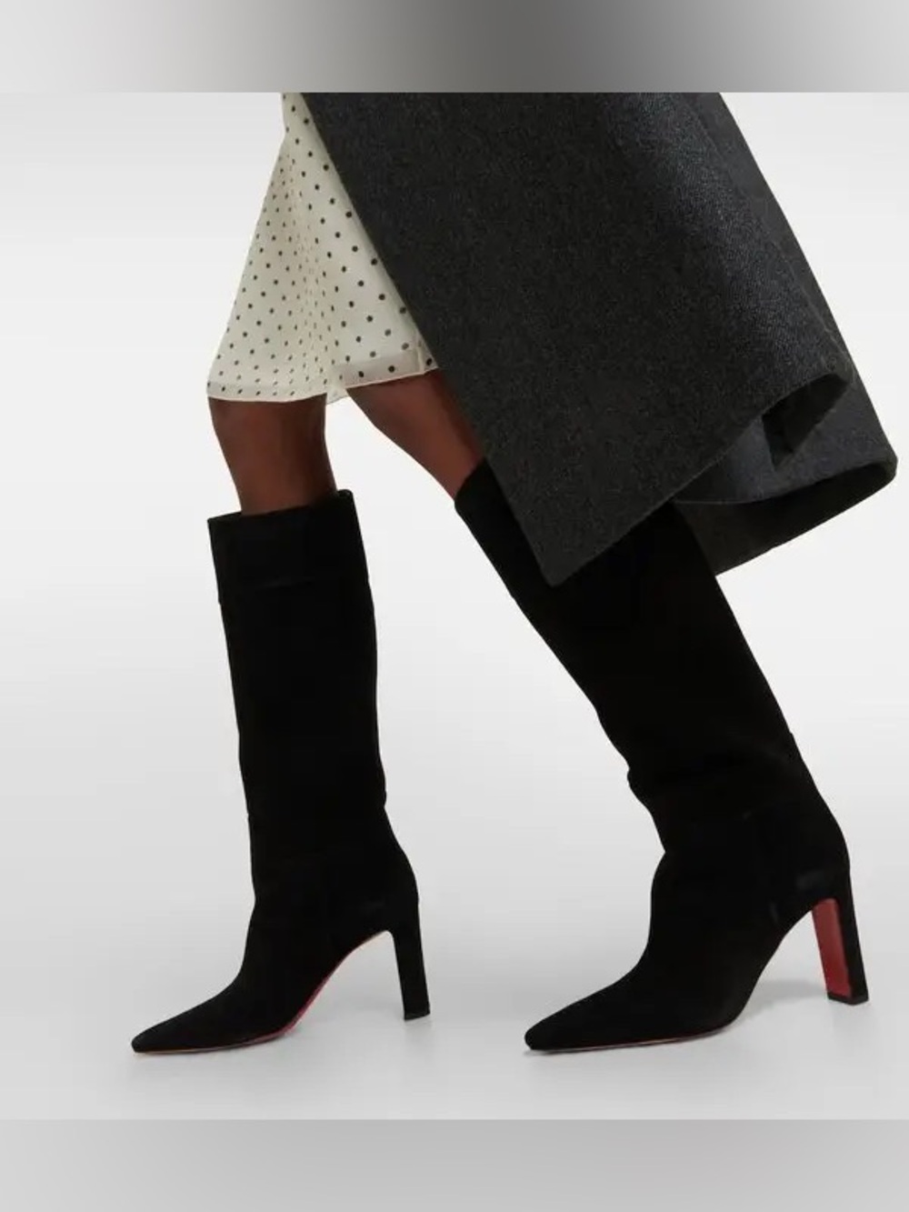 CHRISTIAN LOUBOUTIN Loo 85 Black Suede Knee-High Boots